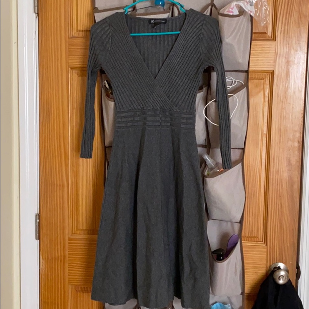 Gray long sleeve sweater dress